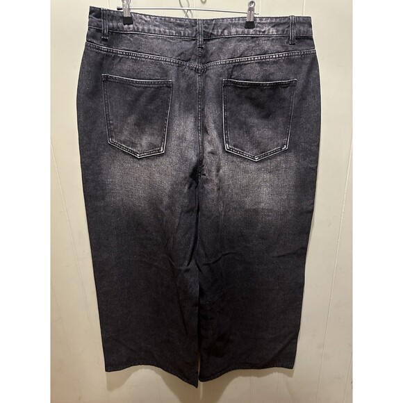 Cider Jeans Women’s Size 2XL Black & Green Denim Wide Leg Work Pants Distressed - Picture 7 of 7